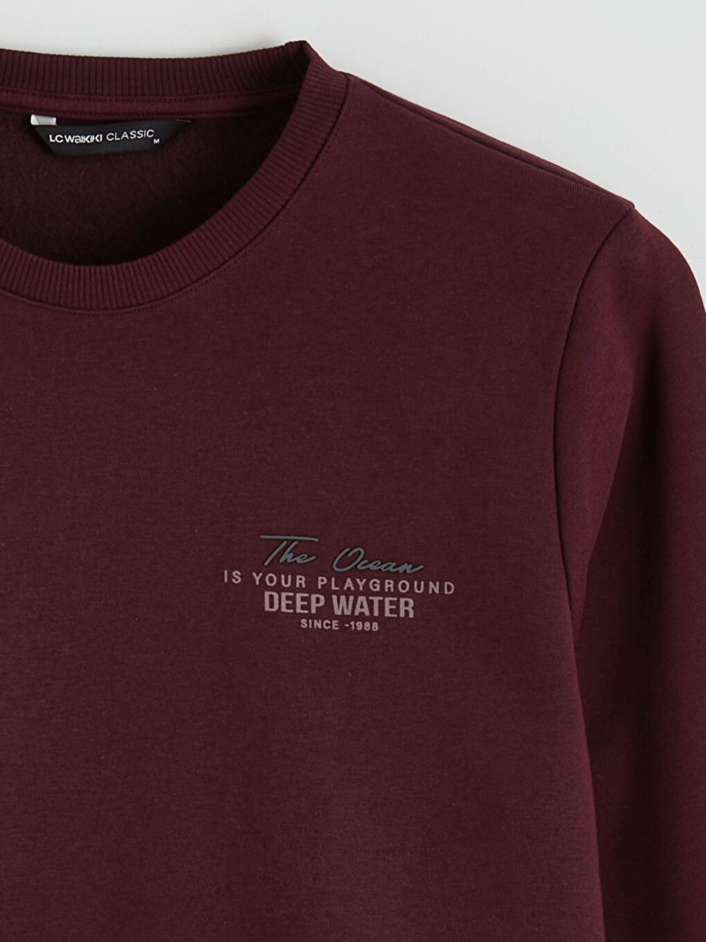 Bordo Bisiklet Yaka Erkek Kalın Sweatshirt-5