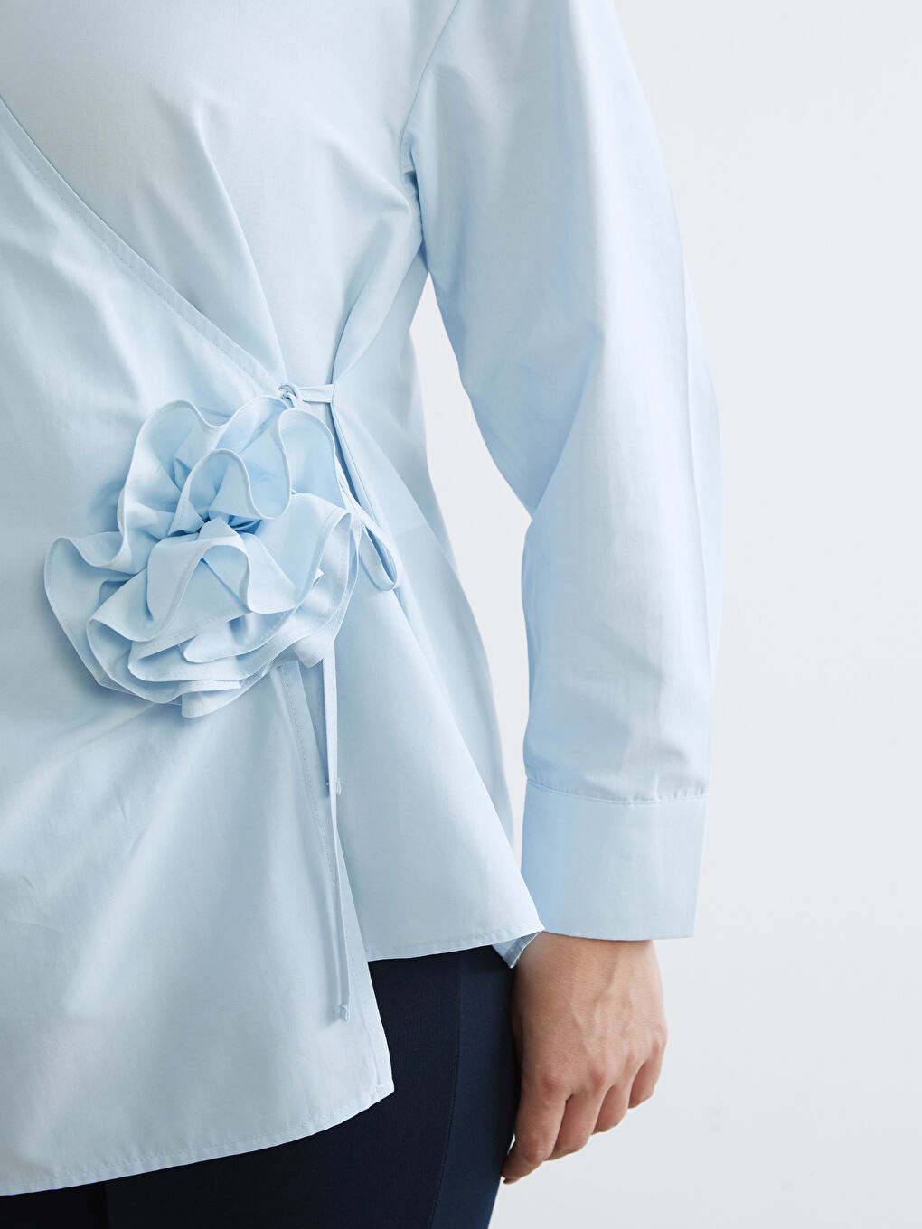 Mavi Büyük Beden Poplin Kadın Gömlek-2