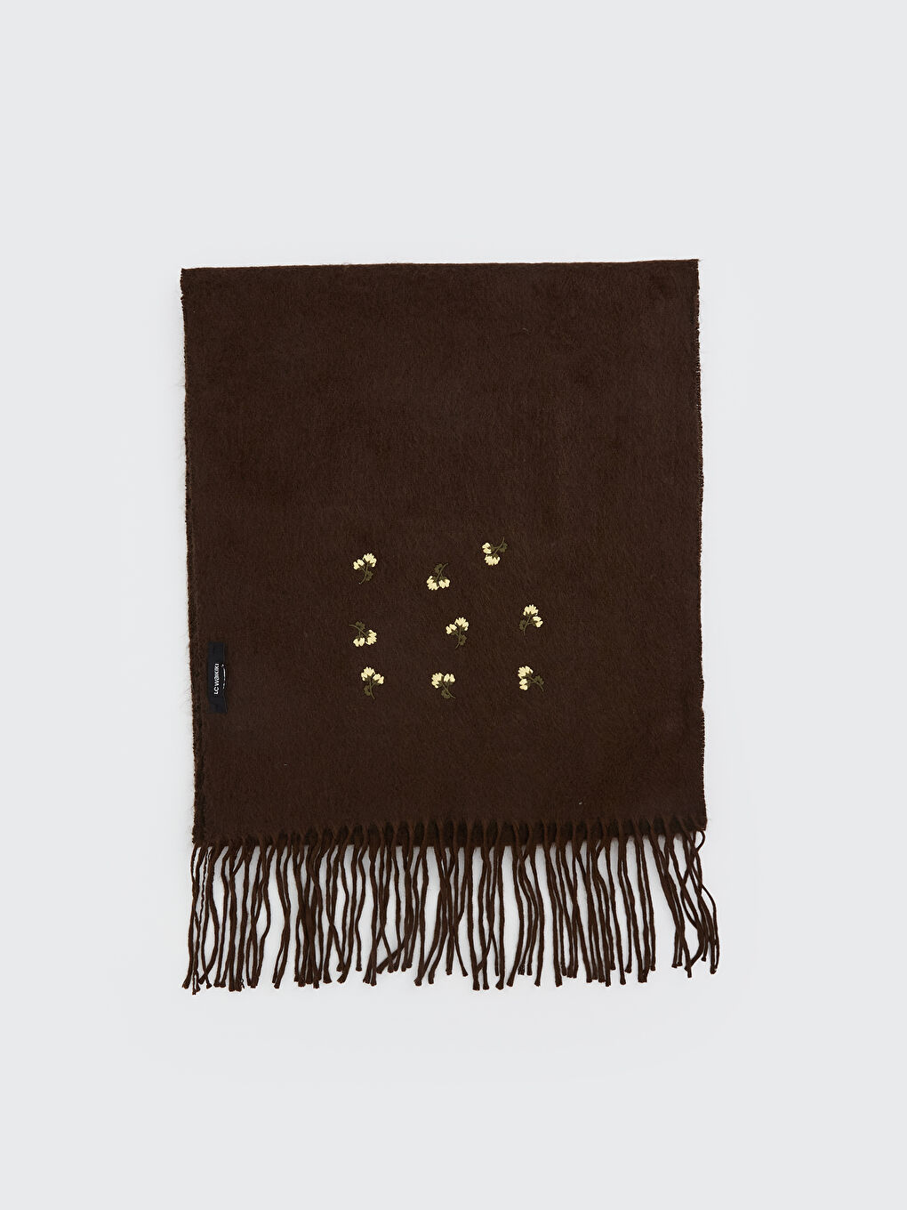 Kahverengi Püsküllü Kadın Atkı-1