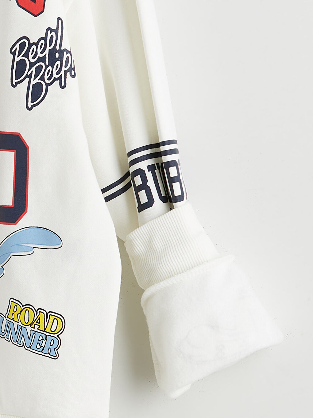 Ekru Looney Tunes Baskılı Kadın Kalın Sweatshirt-5