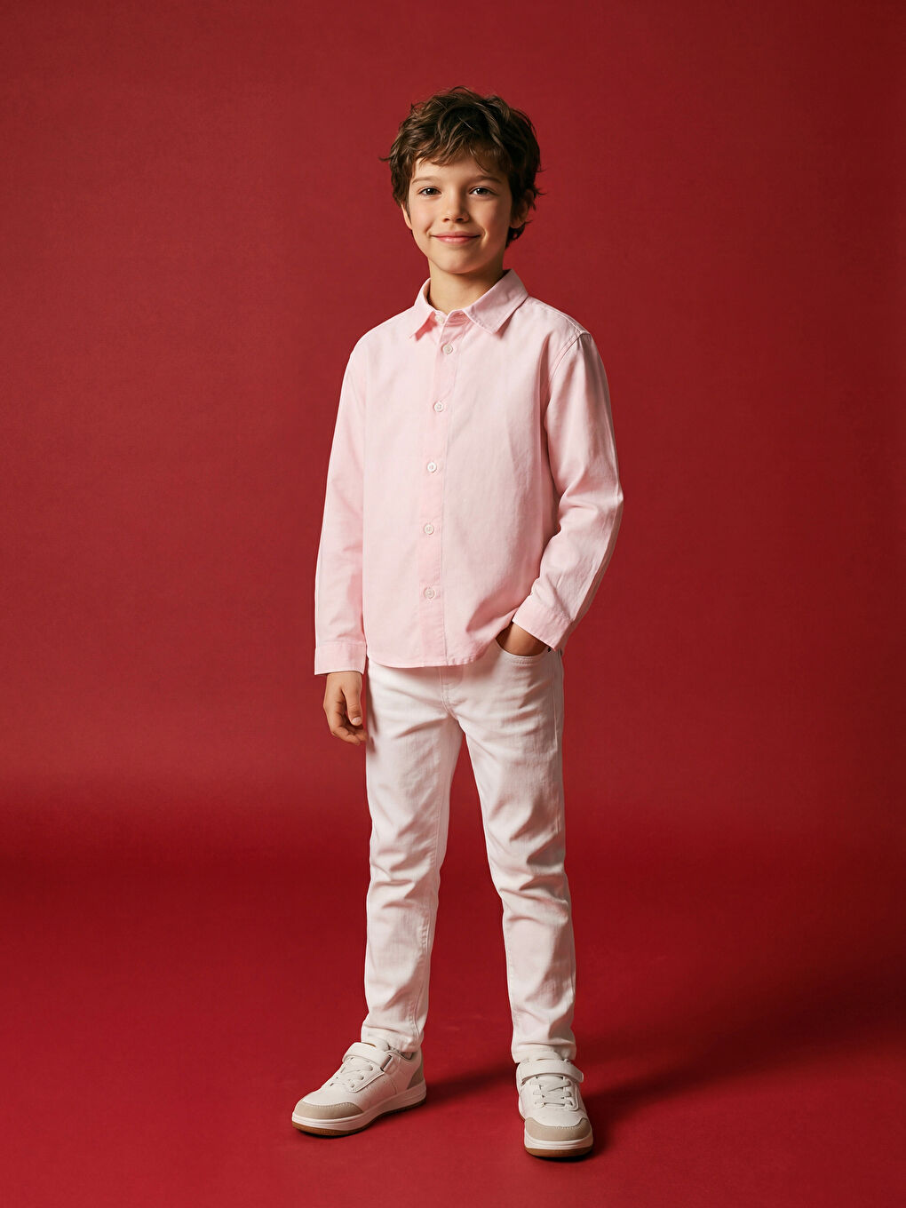 Beyaz Basic Gabardin Erkek Çocuk Pantolon