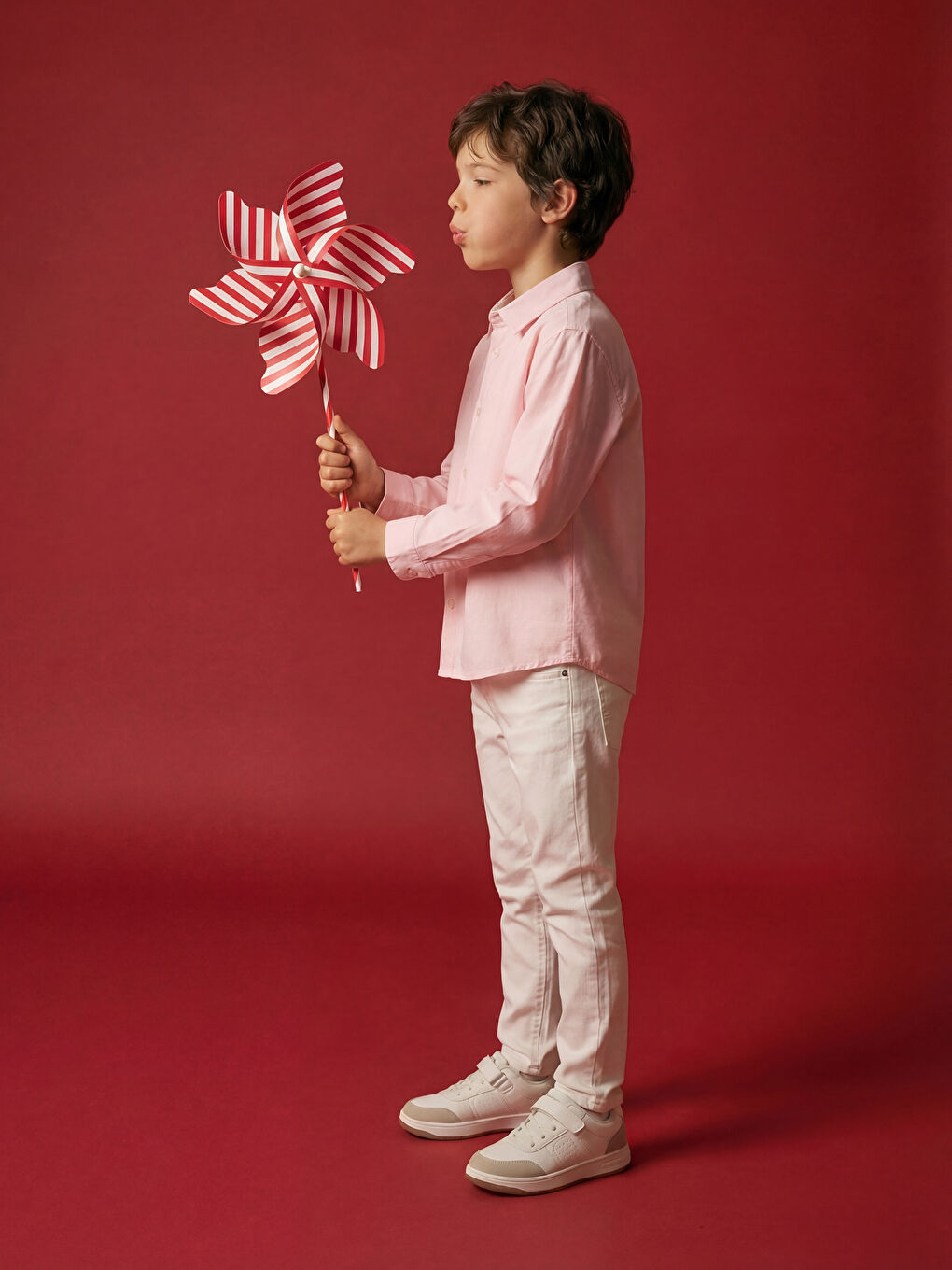 Beyaz Basic Gabardin Erkek Çocuk Pantolon-1