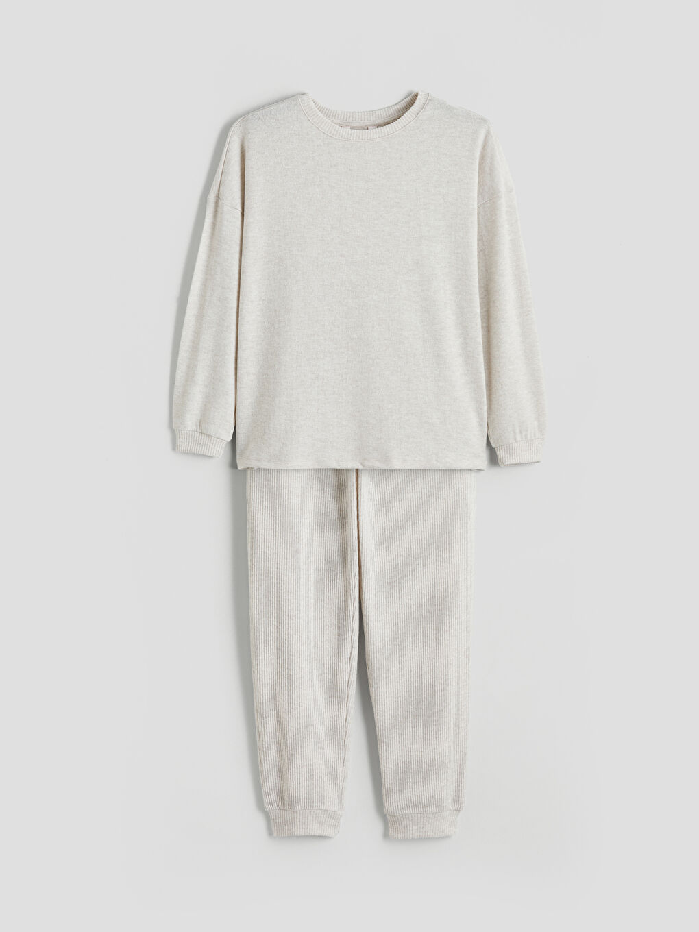 Ekru Bisiklet Yaka Kadın Pijama Takım-4