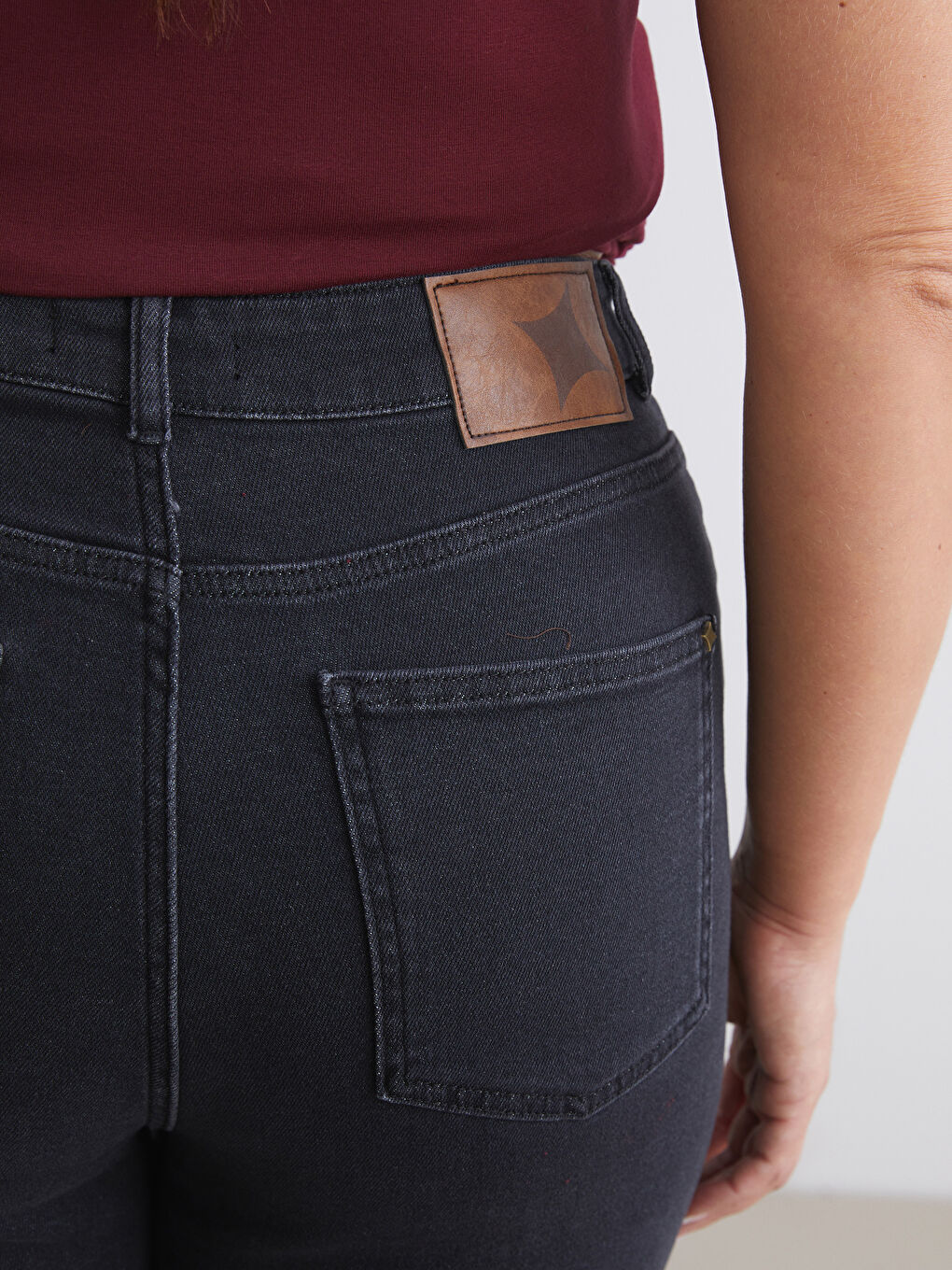 Siyah Büyük Beden Wideleg Kadın Jean Pantolon-2