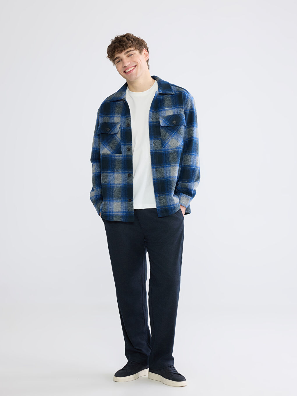 Lacivert Standart Kalıp Erkek Pileli Pantolon