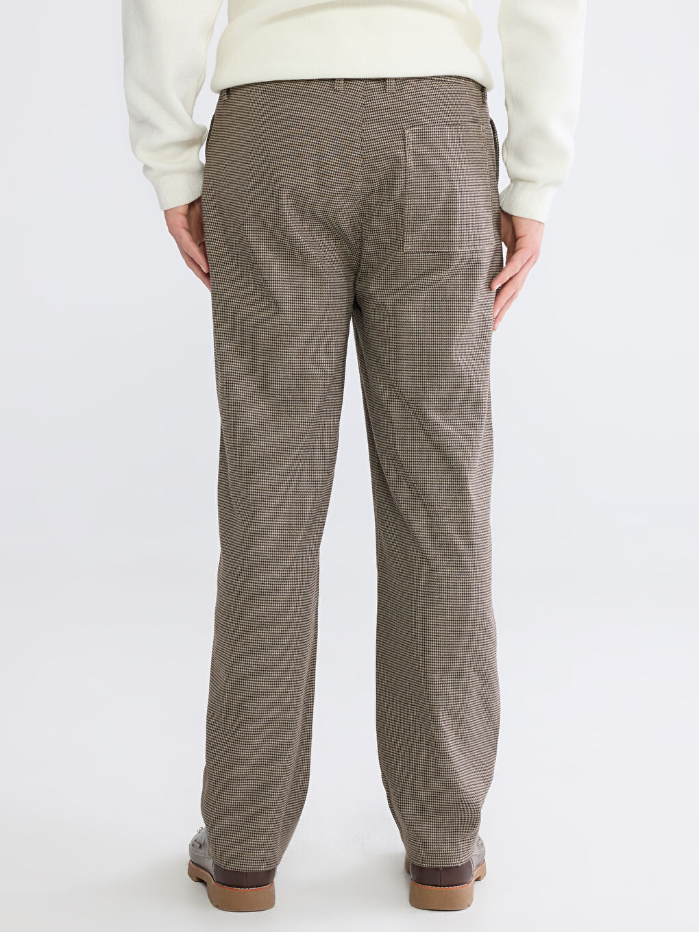 Kahverengi Standart Kalıp Erkek Pileli Pantolon-3