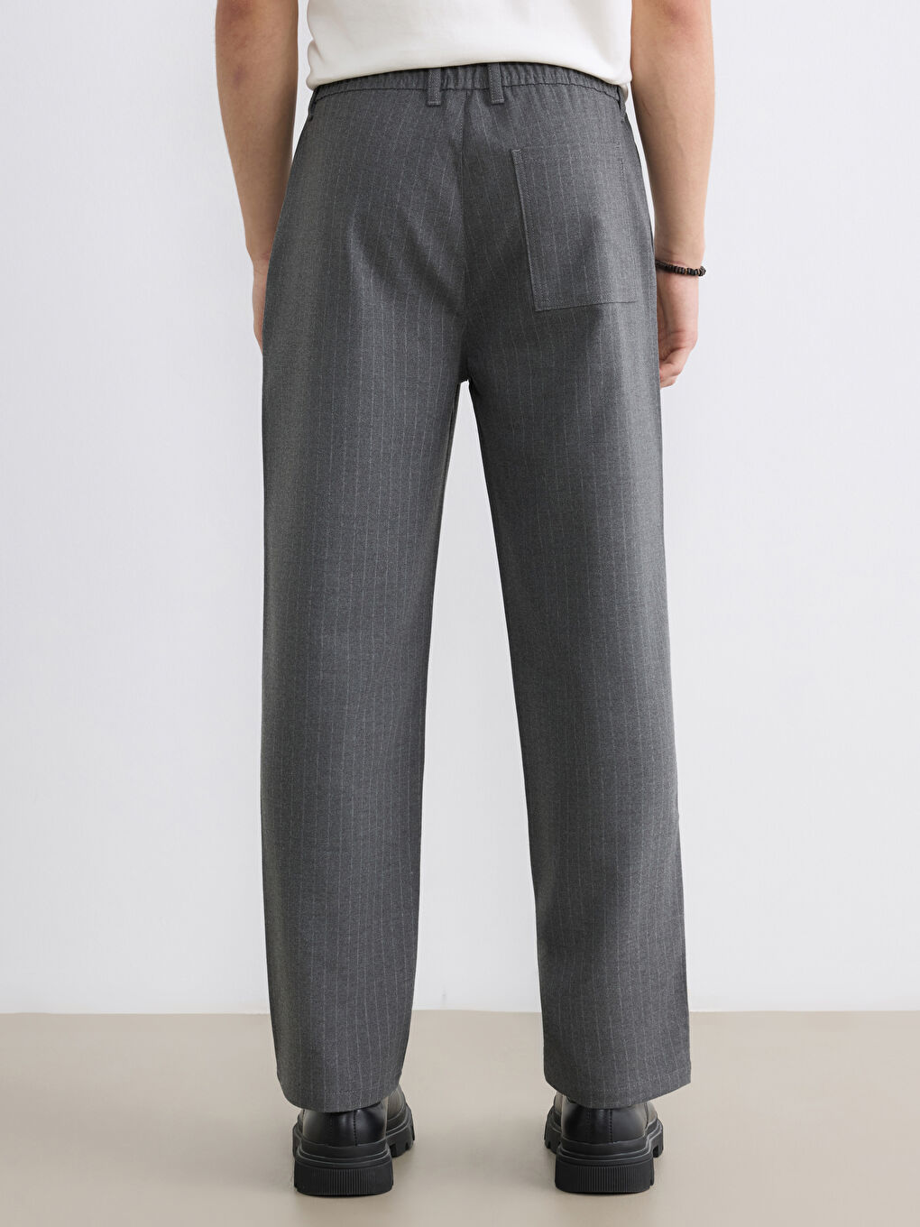 Gri Standart Kalıp Erkek Pileli Pantolon-6