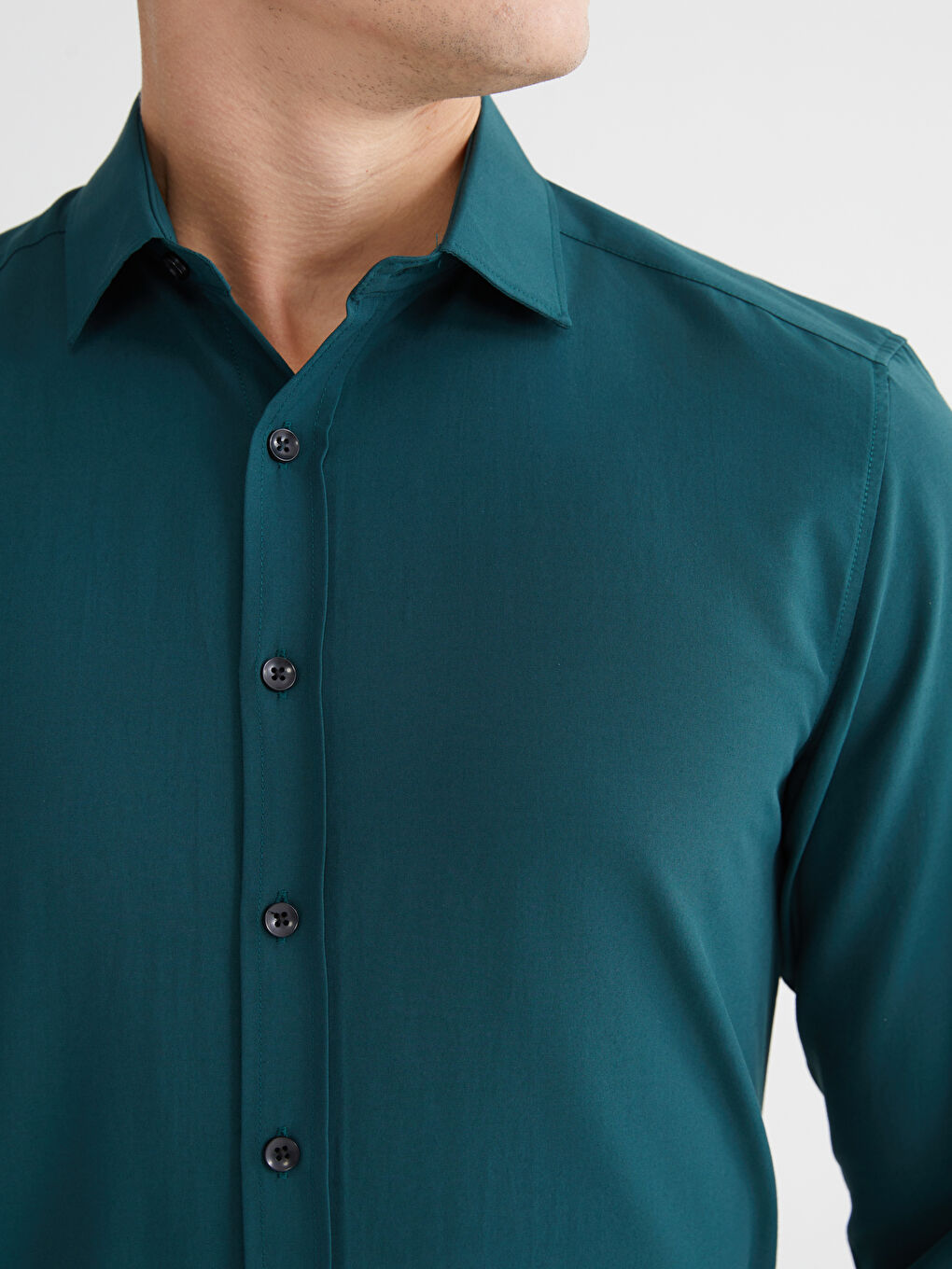 Yeşil Regular Fit Uzun Kollu Erkek Gömlek-2