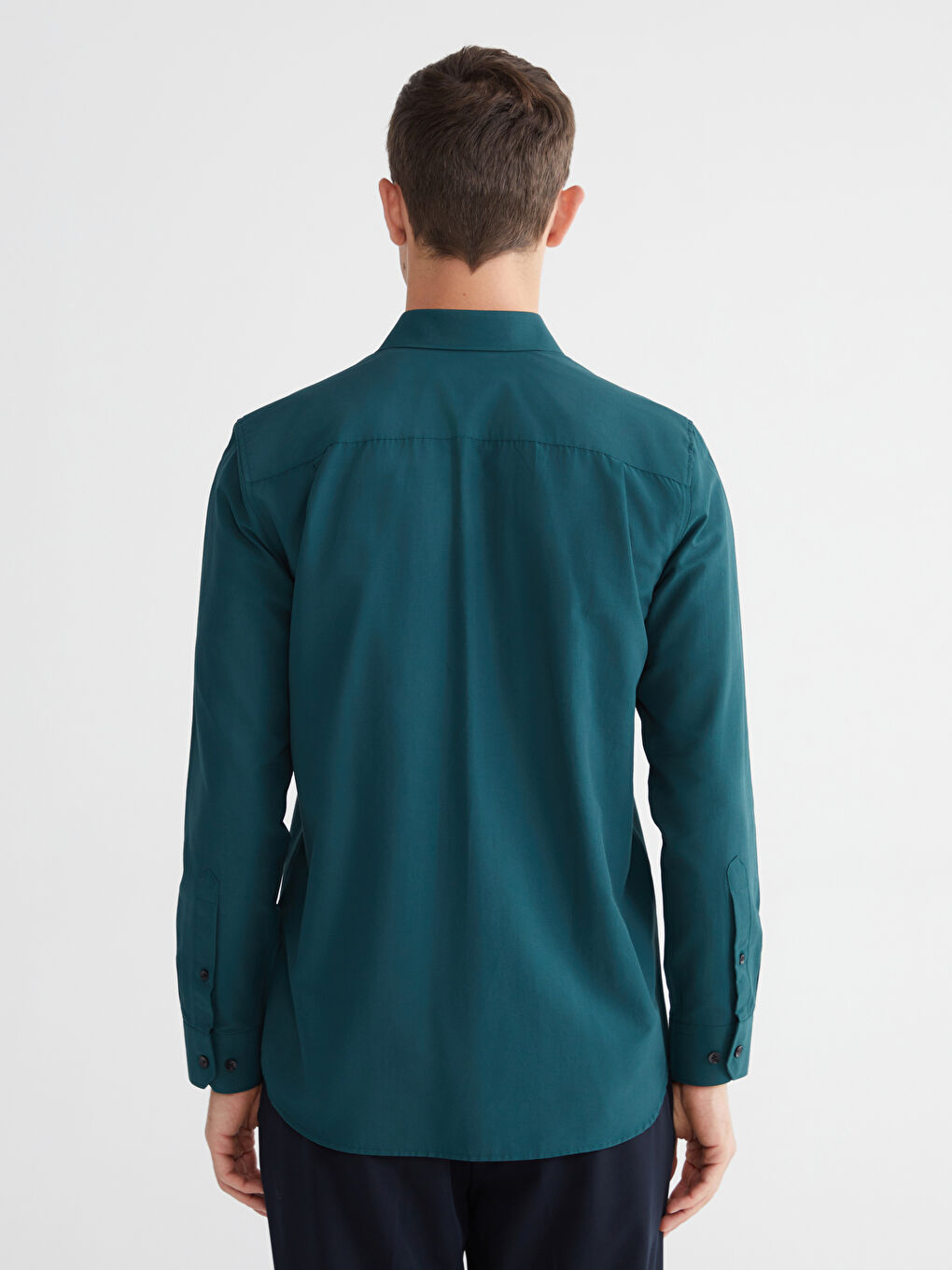 Yeşil Regular Fit Uzun Kollu Erkek Gömlek-3