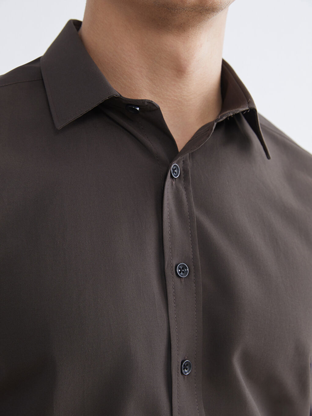 Kahverengi Regular Fit Uzun Kollu Erkek Gömlek-2