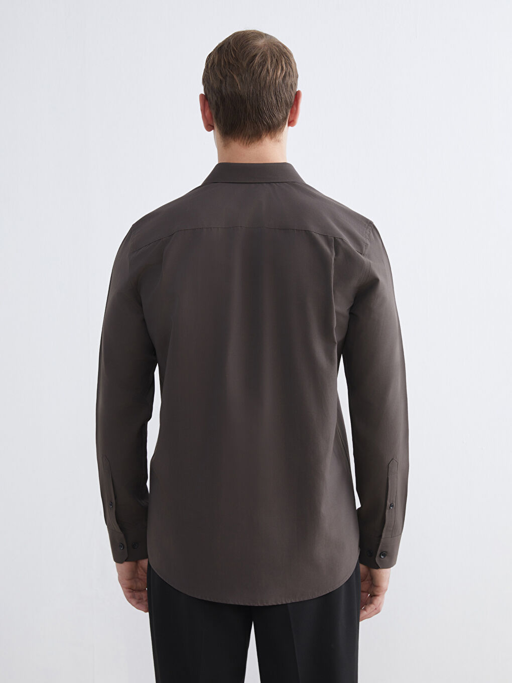 Kahverengi Regular Fit Uzun Kollu Erkek Gömlek-3