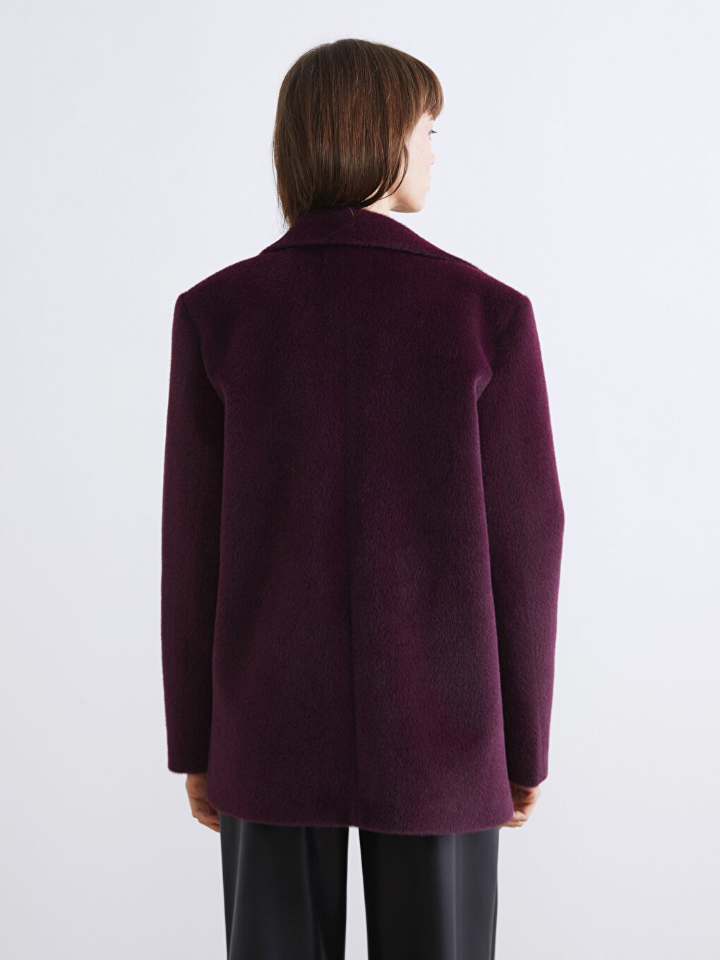 Mor Beli Kuşaklı Kadın Pelüş Ceket-4