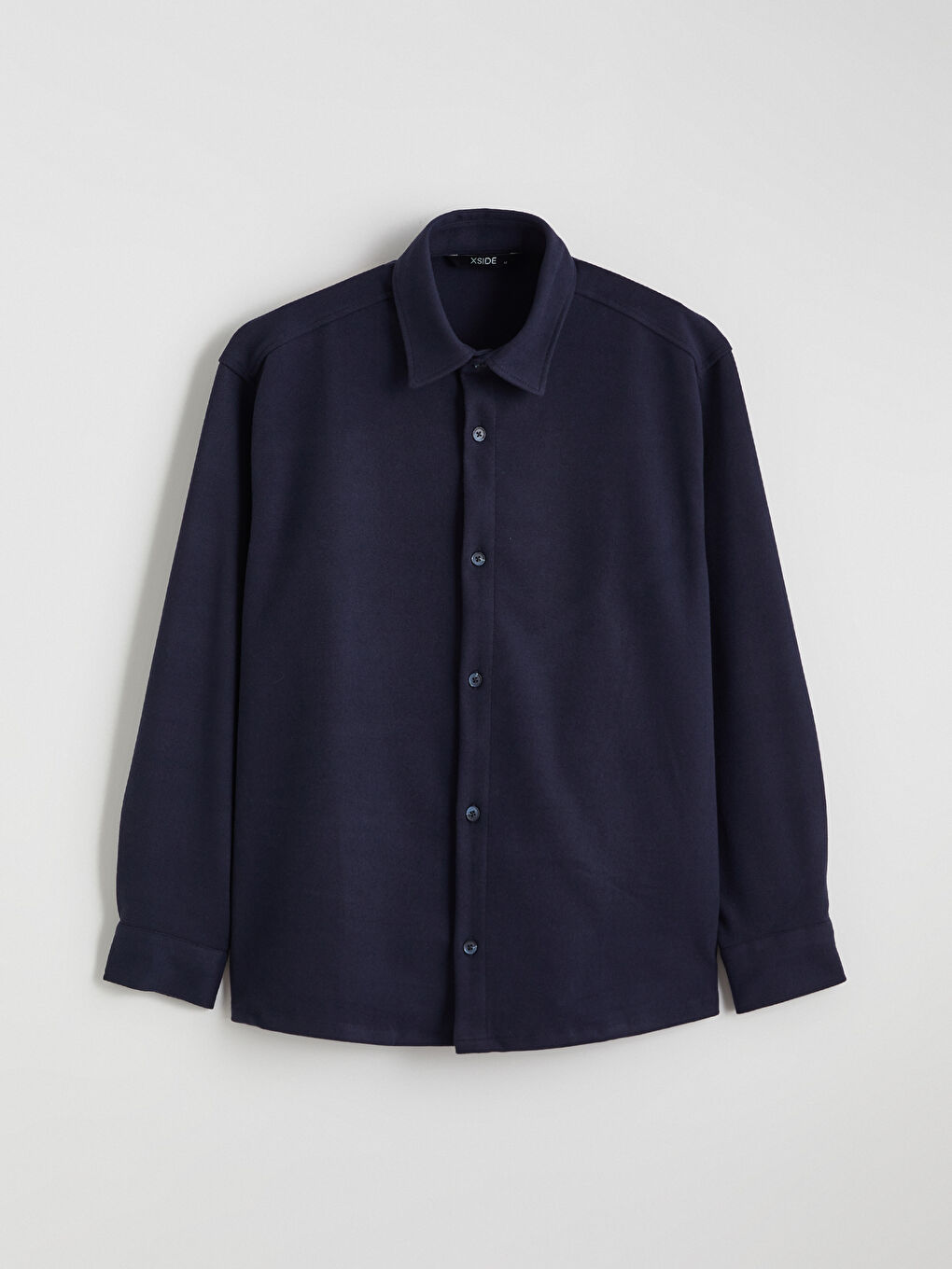 Lacivert Regular Fit Uzun Kollu Erkek Gömlek-4