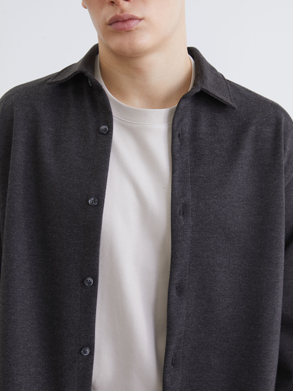 Antrasit Regular Fit Uzun Kollu Erkek Gömlek-2