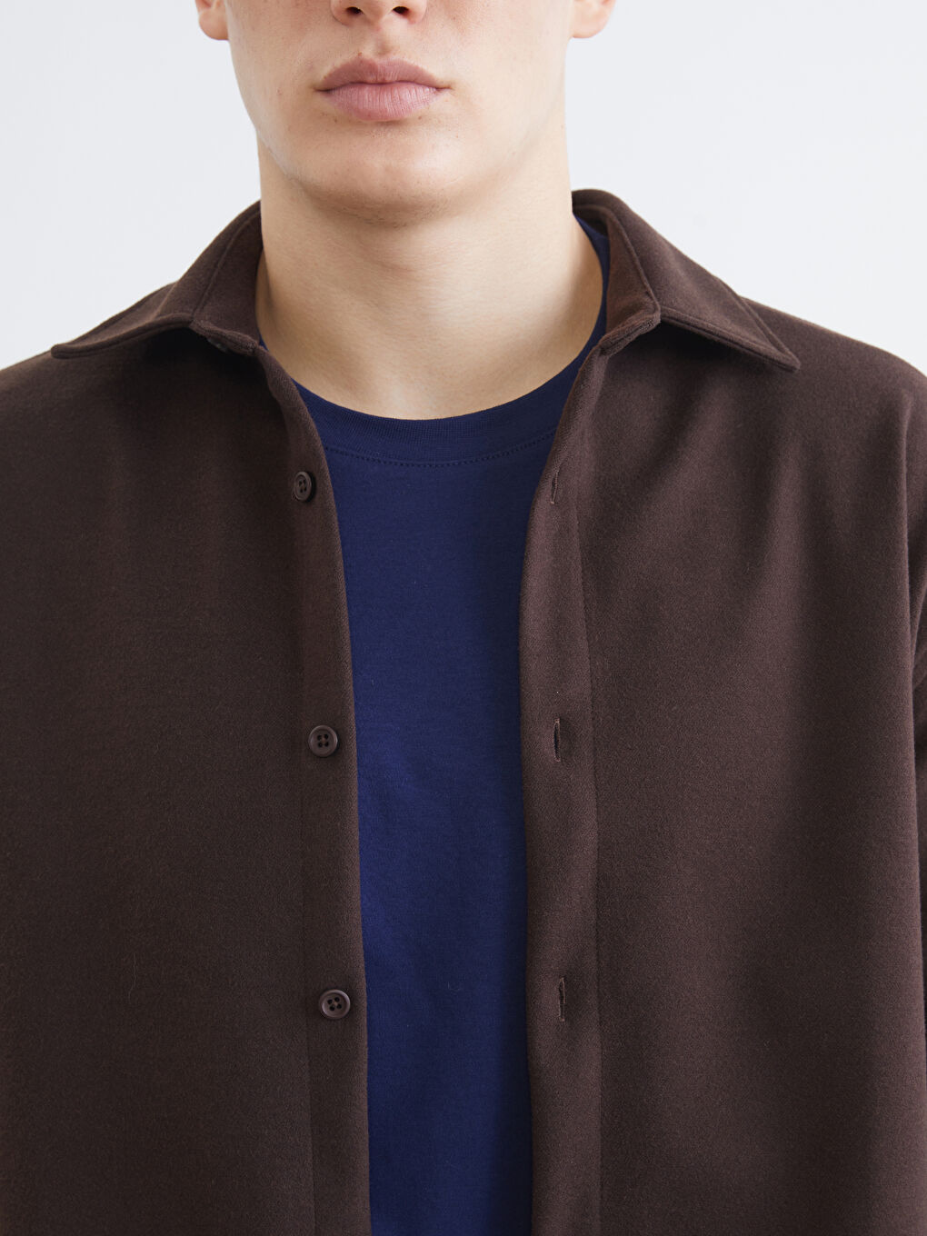 Kahverengi Regular Fit Uzun Kollu Erkek Gömlek-2