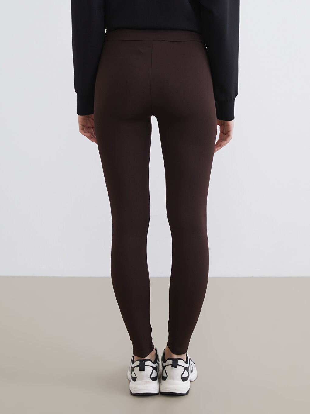 Kahverengi Yüksek Bel Kadın Tayt-3