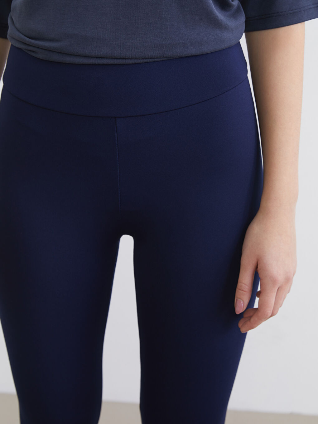 سروال ضيق بسيط خصر مرتفع نساء-2