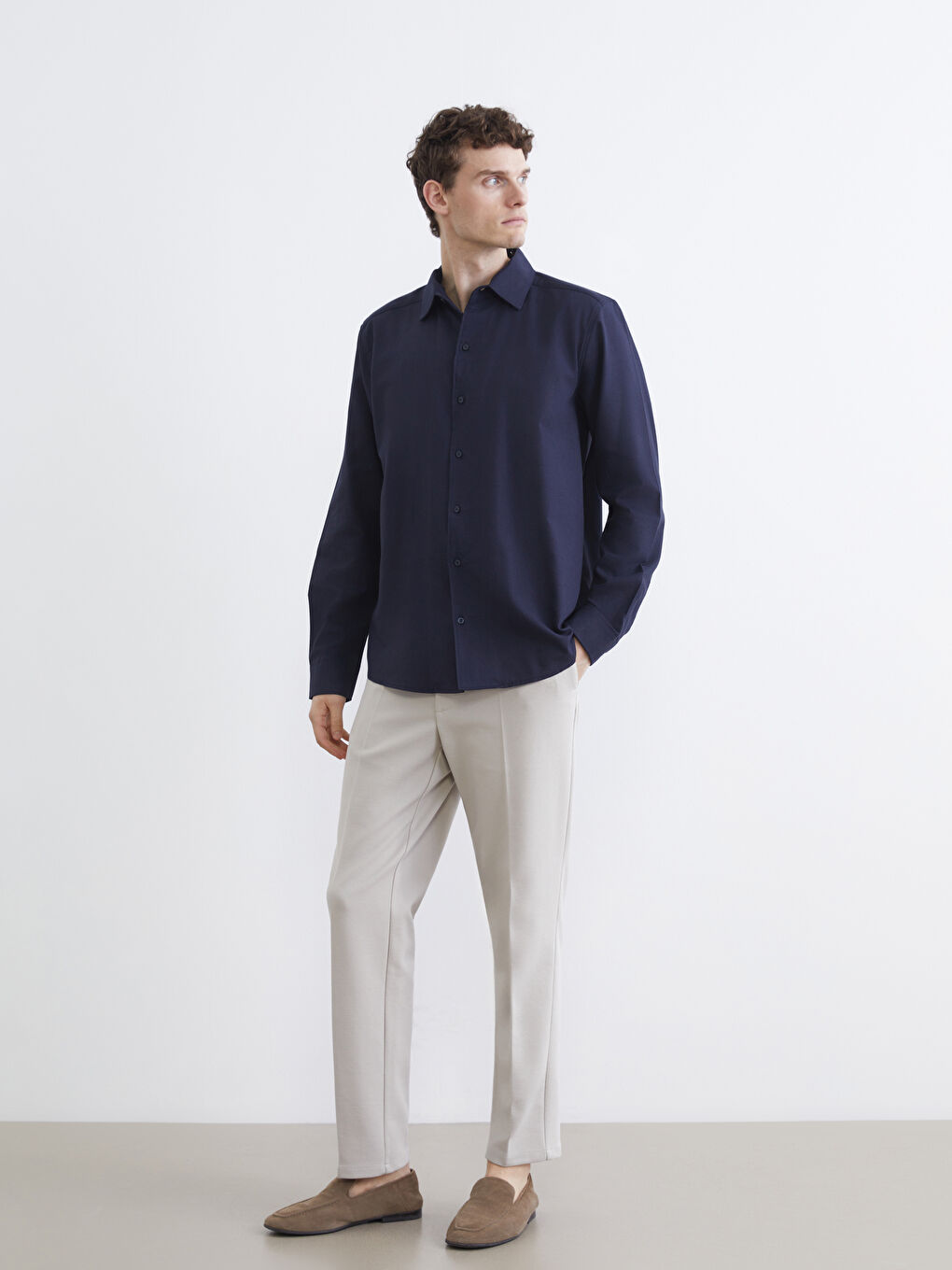 Men's Regular Fit Gabardine Shirt-1