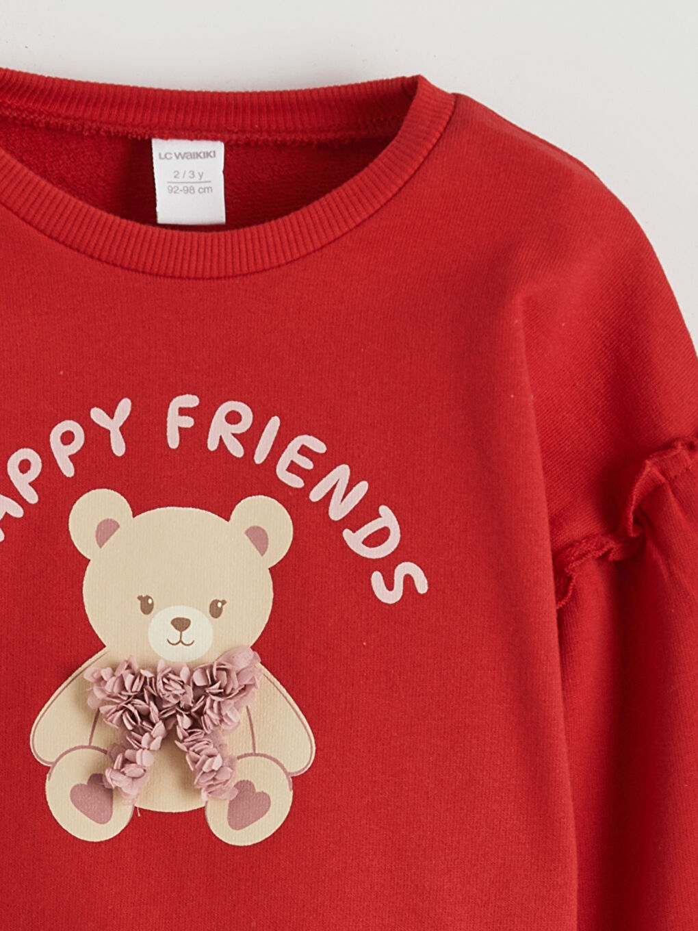 Kırmızı Ayıcık Baskılı Kız Bebek Sweatshirt-1