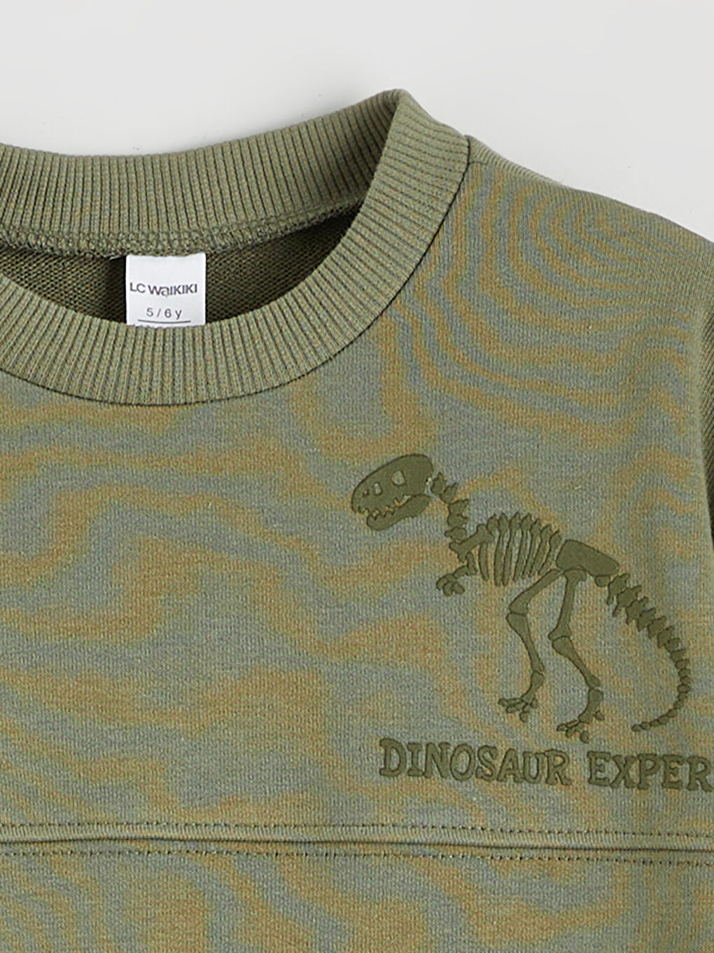 Haki Dinozor Baskılı Erkek Çocuk Sweatshirt-2