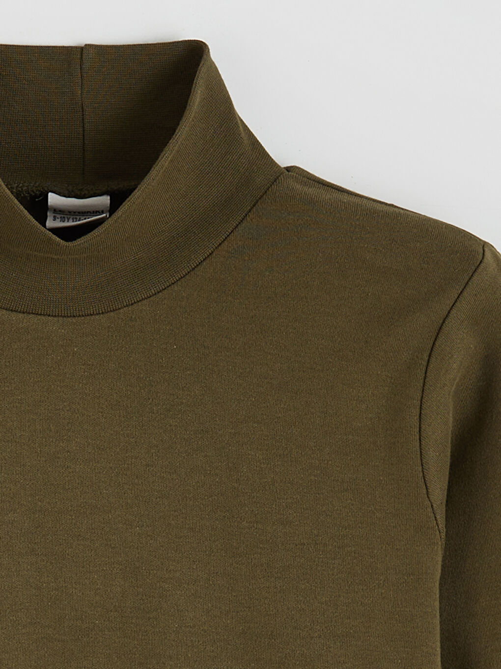 Haki Yarım Balıkçı Yaka Basic Erkek Çocuk Tişört-1