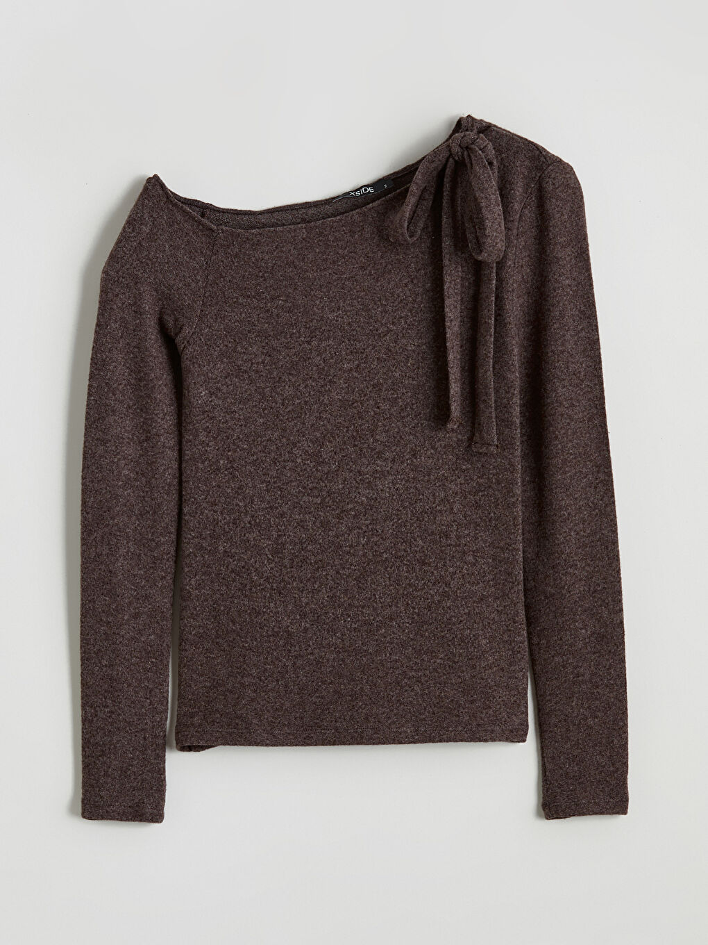 Kahverengi Kayık Yaka Bluz-4