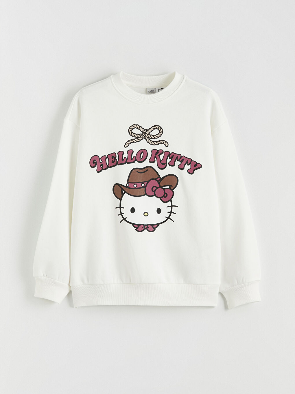 Ekru Hello Kitty Baskılı Kız Çocuk Kalın Sweatshirt