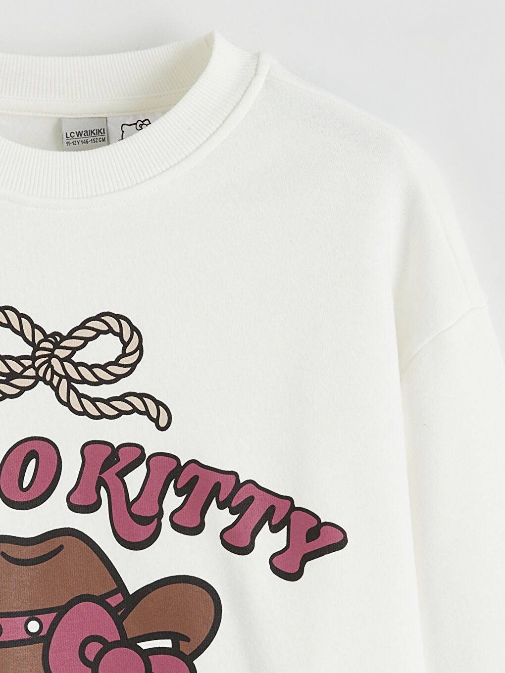 Ekru Hello Kitty Baskılı Kız Çocuk Kalın Sweatshirt-1