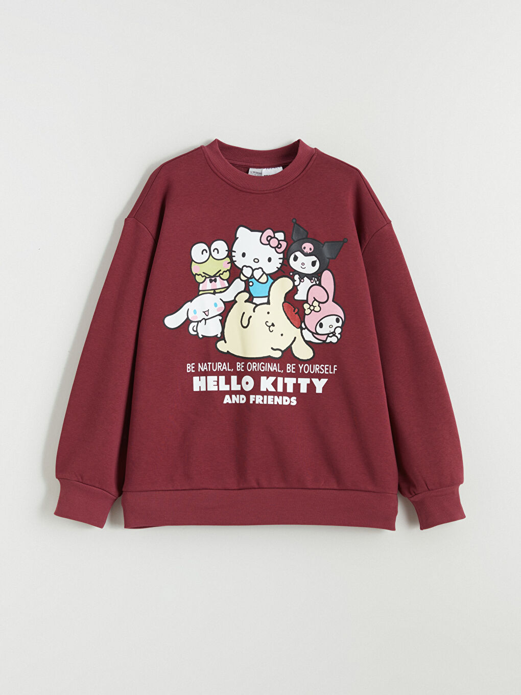 Bordo Hello Kitty Baskılı Kız Çocuk Kalın Sweatshirt
