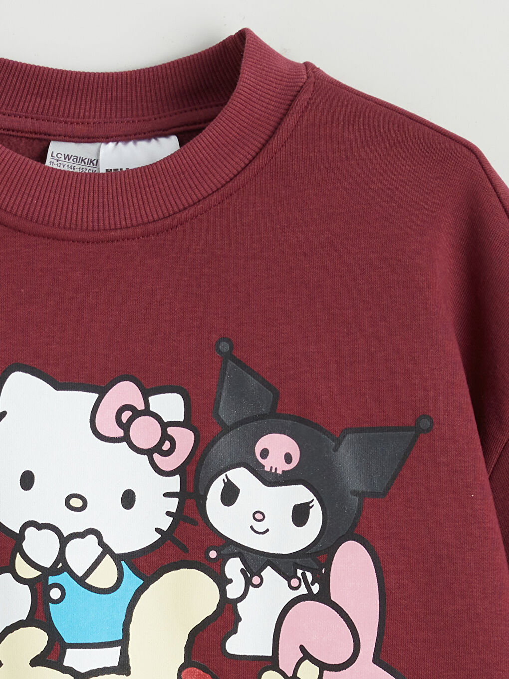 Bordo Hello Kitty Baskılı Kız Çocuk Kalın Sweatshirt-1