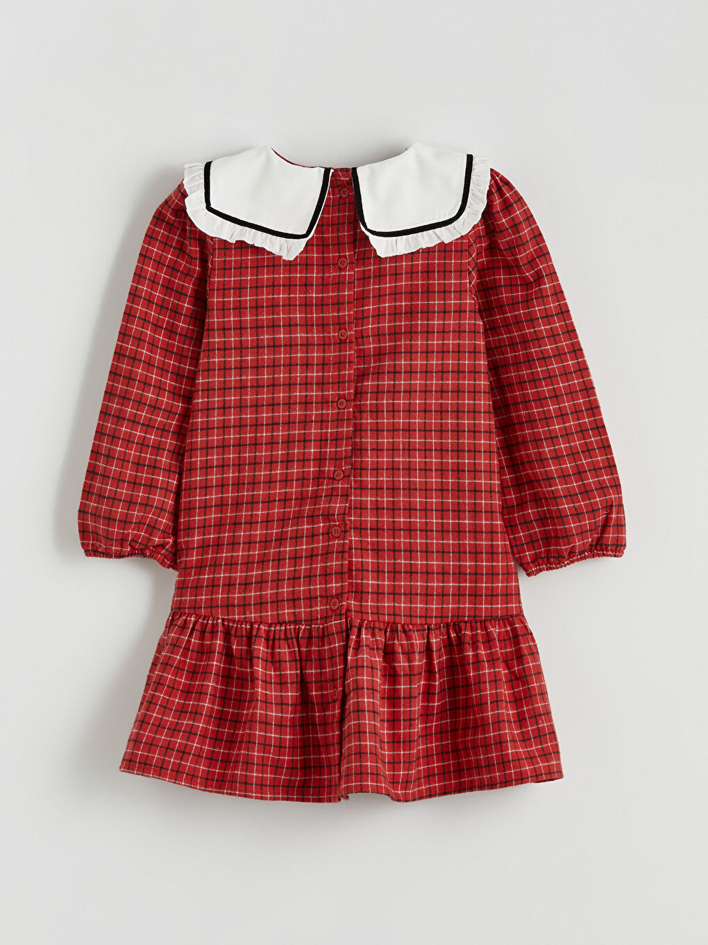 Peter Pan Collar Plaid Girls' Dress-2