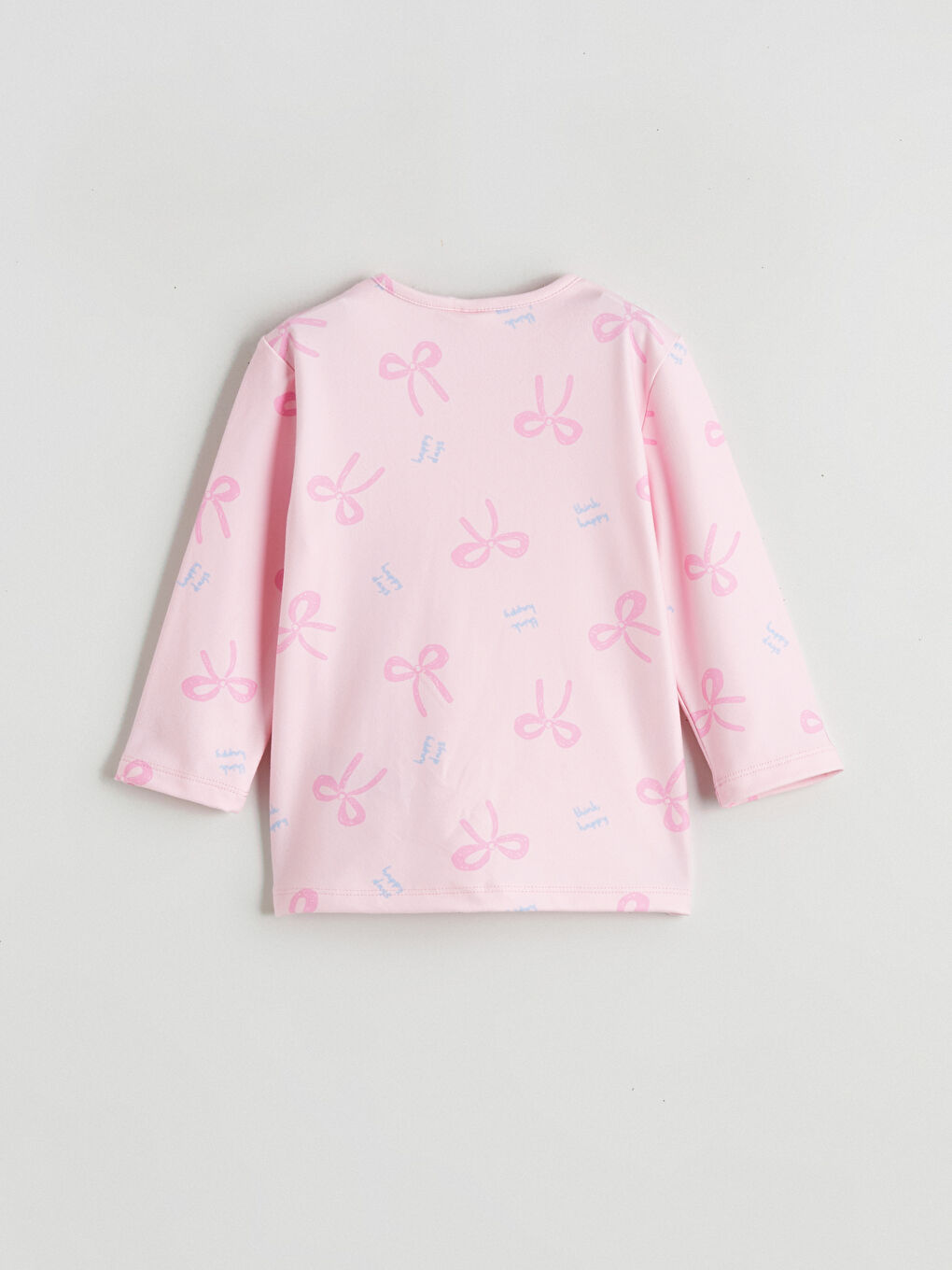 Pembe Bisiklet Yaka Fiyonk Desenli Kız Çocuk Pijama Takımı-3