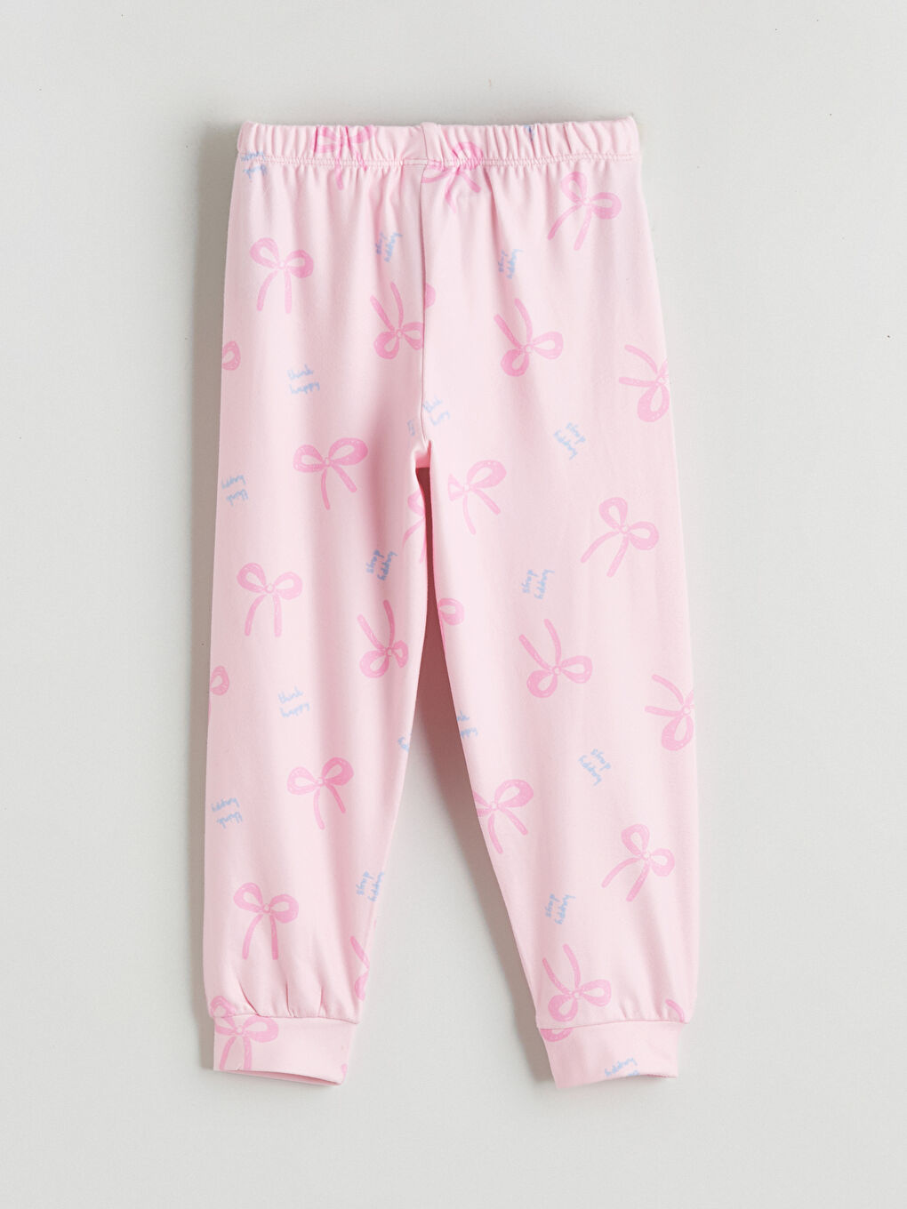 Pembe Bisiklet Yaka Fiyonk Desenli Kız Çocuk Pijama Takımı-6