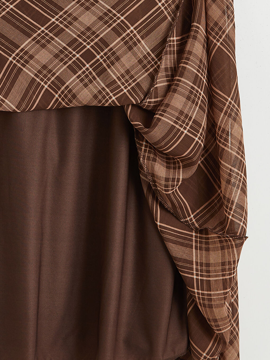 Kahverengi Beli Fermuarlı Ekose Kloş Etek-5