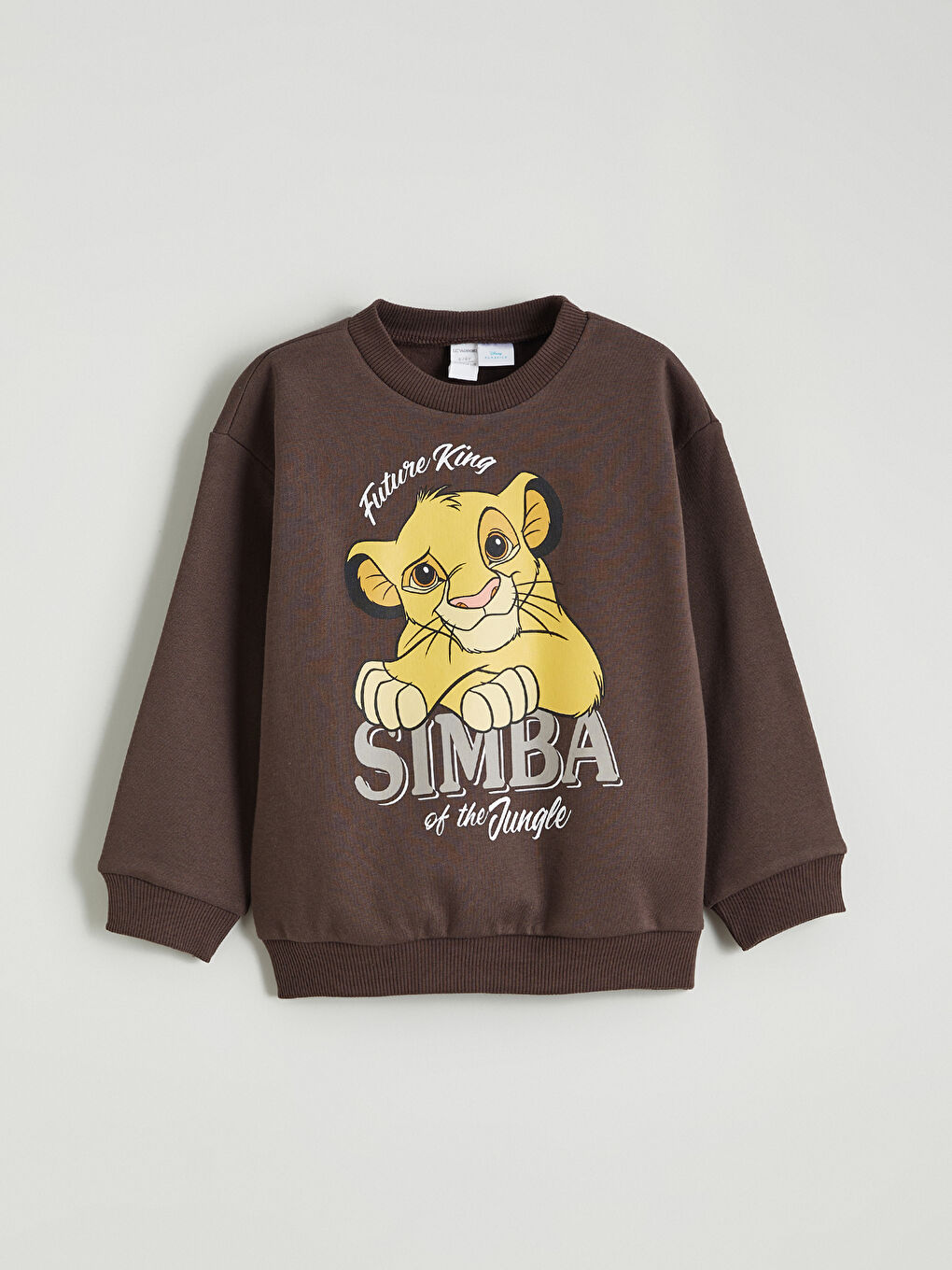 Kahverengi Aslan Kral Baskılı Erkek Çocuk Kalın Sweatshirt