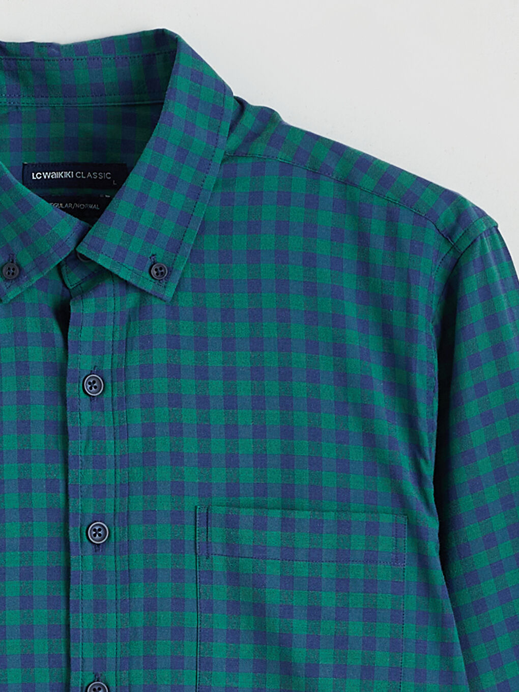 Yeşil Regular Fit Ekose Poplin Erkek Gömlek-5