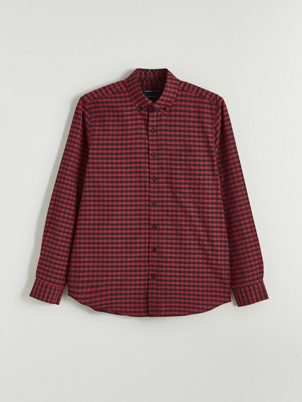 Kırmızı Regular Fit Ekose Poplin Erkek Gömlek-4