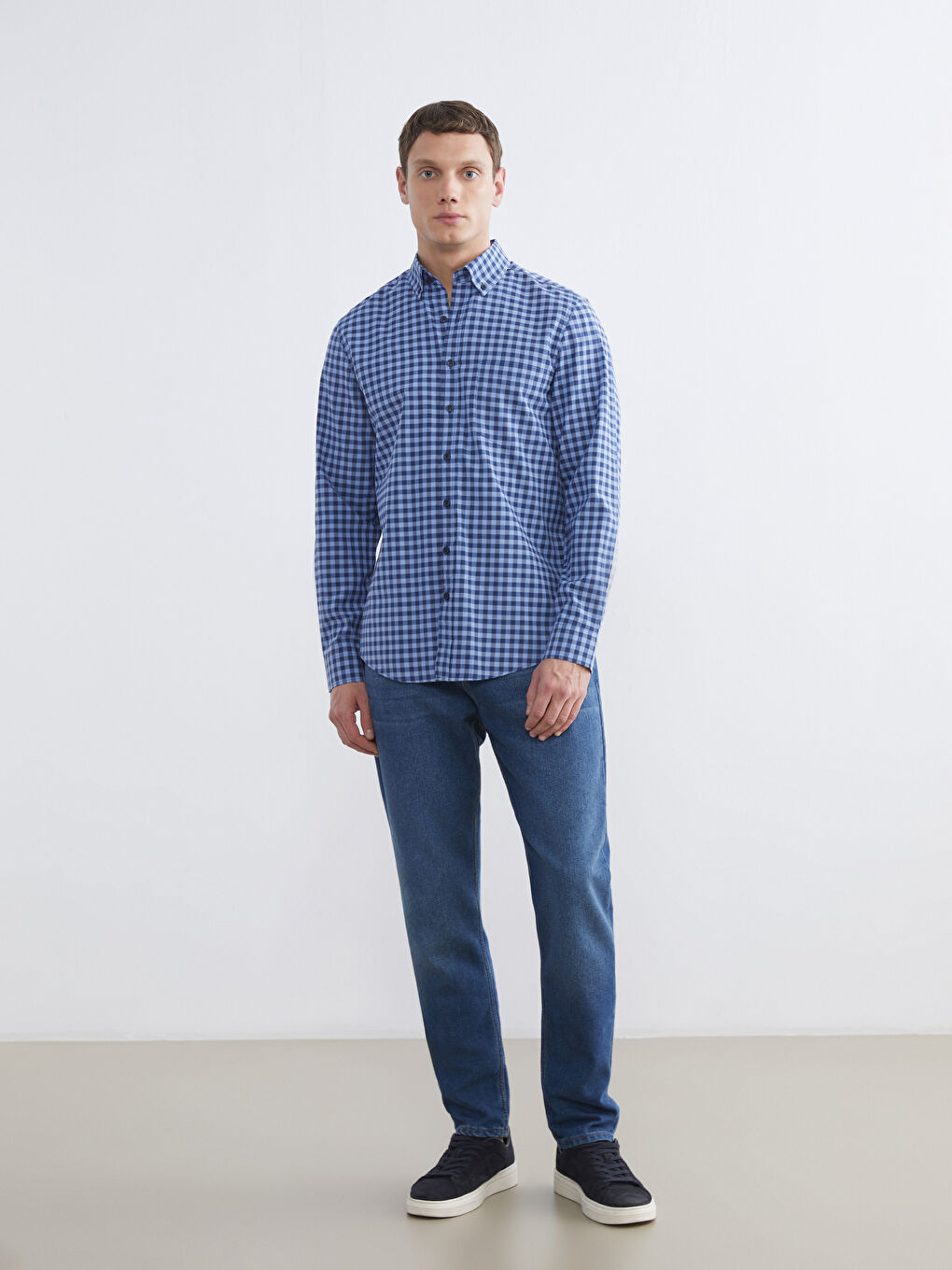 Mavi Regular Fit Ekose Poplin Erkek Gömlek-1