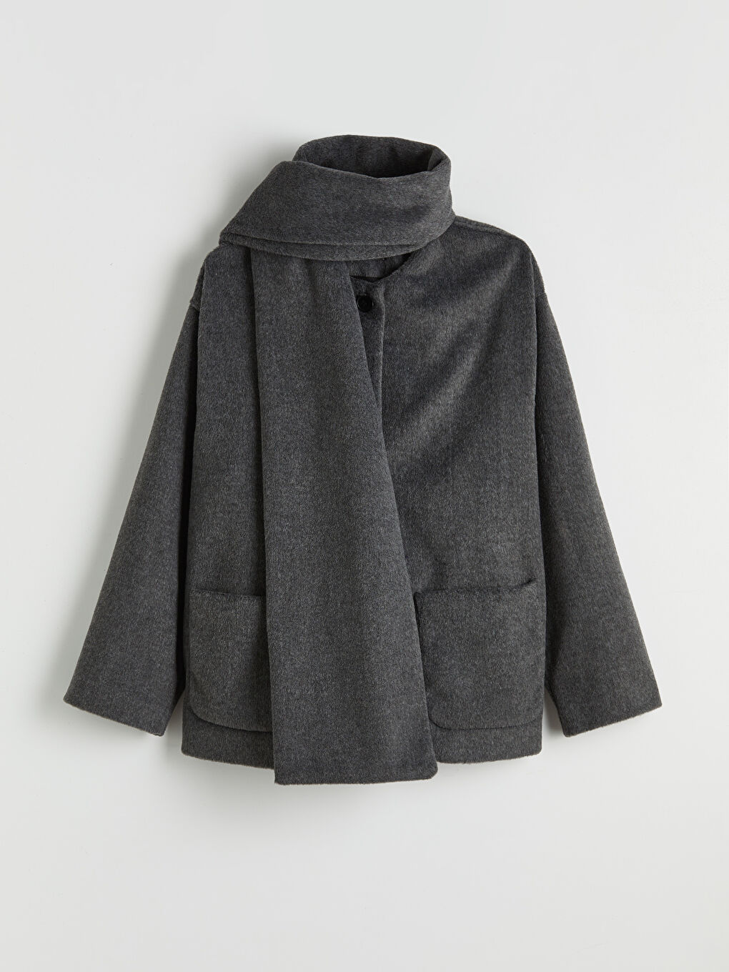 Antrasit Atkılı Bisiklet Yaka Kadın Kaşe Ceket-10