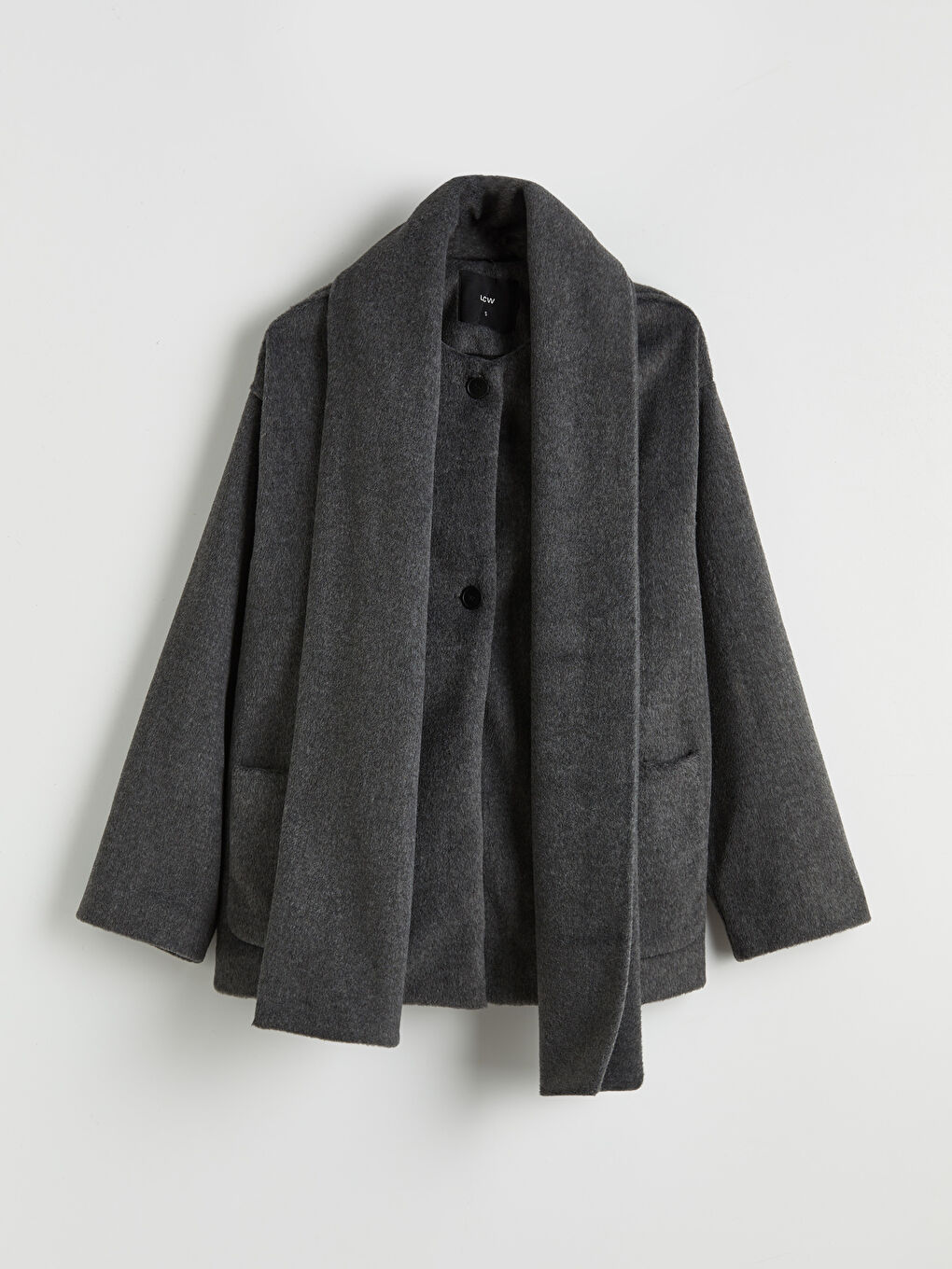 Antrasit Atkılı Bisiklet Yaka Kadın Kaşe Ceket-11