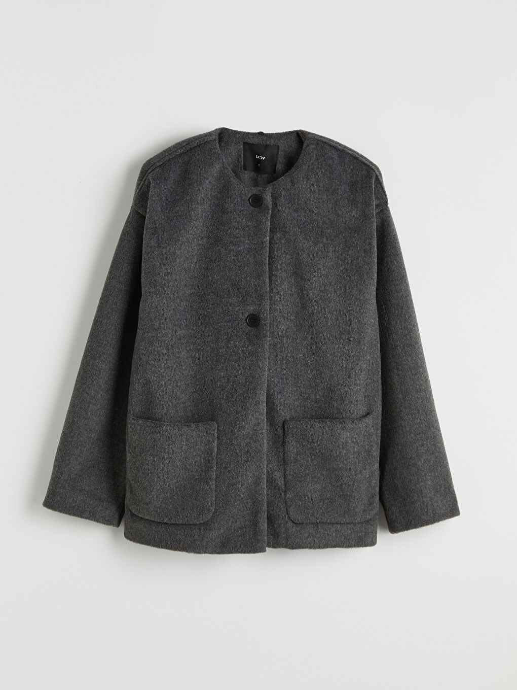 Antrasit Atkılı Bisiklet Yaka Kadın Kaşe Ceket-12