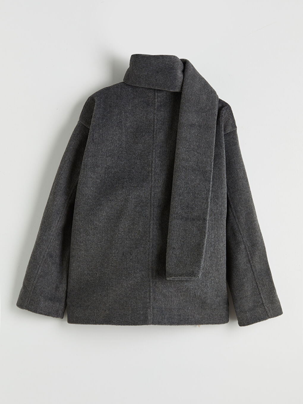 Antrasit Atkılı Bisiklet Yaka Kadın Kaşe Ceket-13