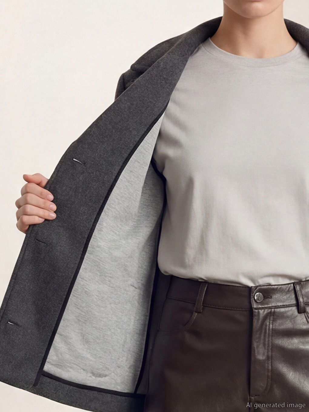 Antrasit Atkılı Bisiklet Yaka Kadın Kaşe Ceket-6