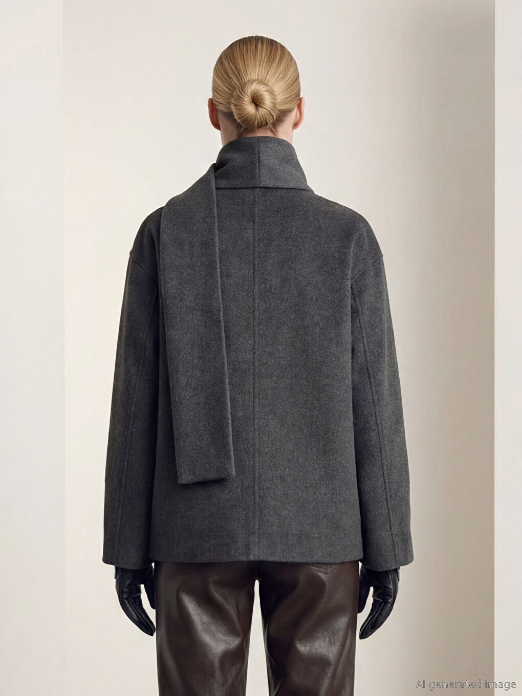 Antrasit Atkılı Bisiklet Yaka Kadın Kaşe Ceket-8