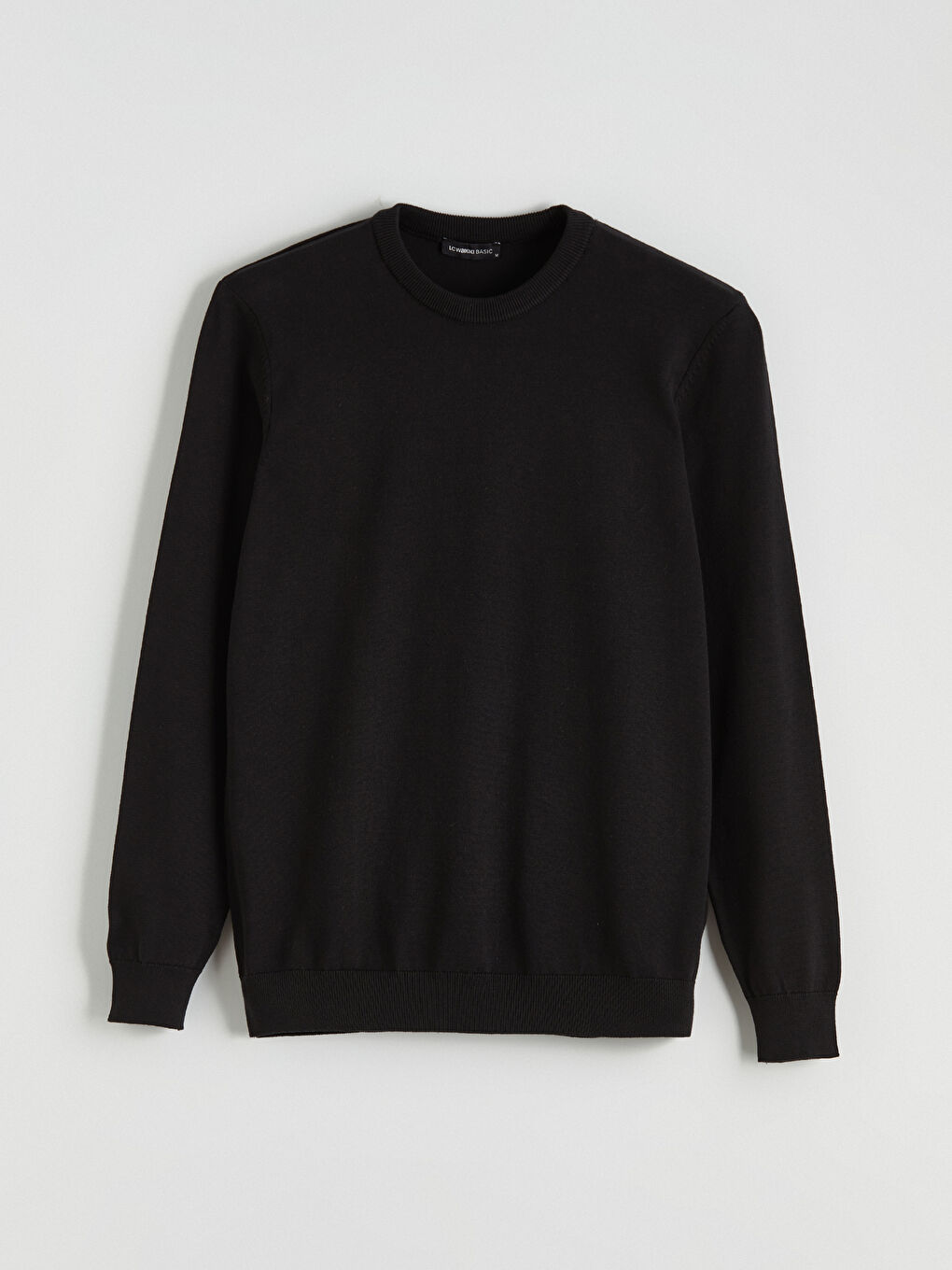 Siyah Bisiklet Yaka Erkek Triko Kazak-4