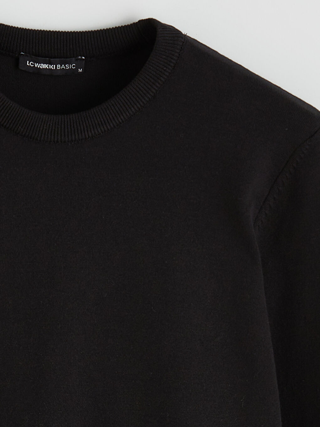 Siyah Bisiklet Yaka Erkek Triko Kazak-5