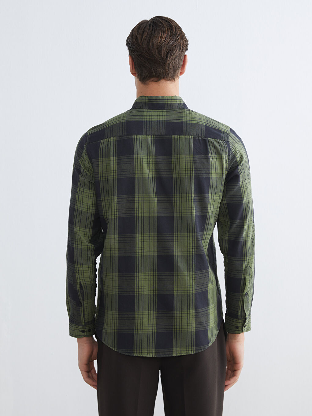 Siyah Regular Fit Ekose Poplin Erkek Gömlek-3