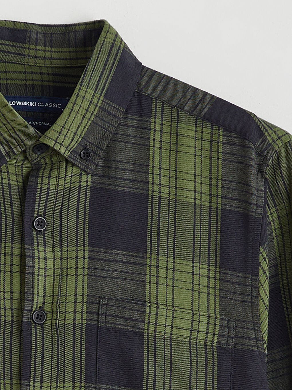 Siyah Regular Fit Ekose Poplin Erkek Gömlek-5