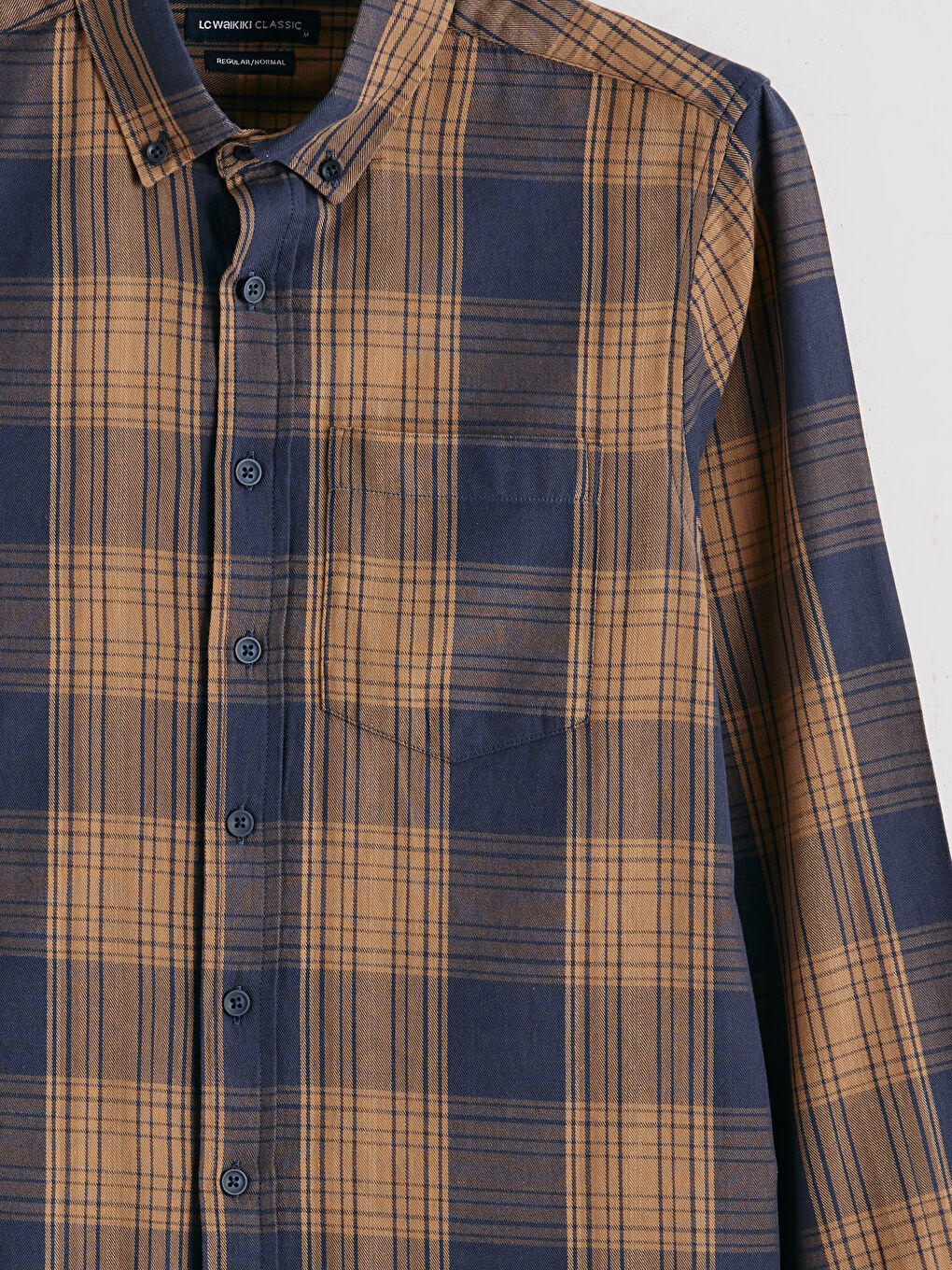 Lacivert Regular Fit Ekose Poplin Erkek Gömlek-5