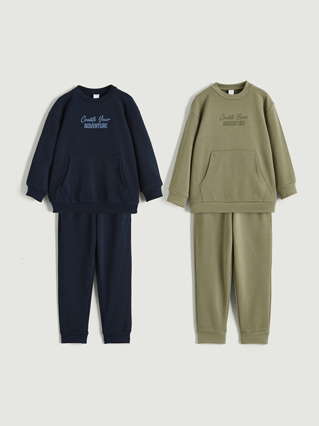 Crew Neck Printed Boys' Set 2 Pack